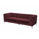 Sofa welurowa bordowa SOTRA