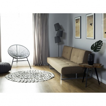 Sofa z funkcją spania tapicerowana brązowoszara 190 cm DUBLIN