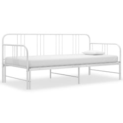 Sofa z wysuwaną ramą łóżka, biała, metalowa, 90x200 cm Sofa z wysuwaną ramą łóżka, biała, metalowa, 90x200 cm