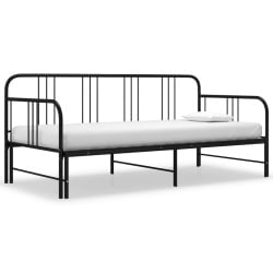 Sofa z wysuwaną ramą łóżka, czarna, metalowa, 90x200 cm Sofa z wysuwaną ramą łóżka, czarna, metalowa, 90x200 cm