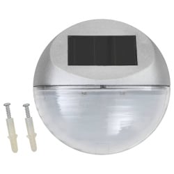 Solarne lampy ścienne led do ogrodu, 24 szt., okrągłe, srebrne Solarne lampy ścienne led do ogrodu, 24 szt., okrągłe, srebrne