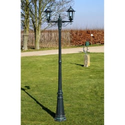 Stojąca lampa ogrodowa 2-ramienna, 215 cm, ciemnozielona/czarna