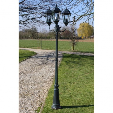 Stojąca lampa ogrodowa 3-ramienna, 230 cm, ciemnozielona/czarna