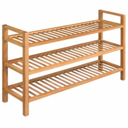 Stojak na buty z 3 półkami, drewno dębowe 100 x 27 x 59,5 cm