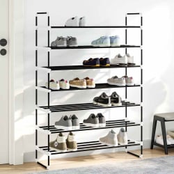 Stojak na buty z 7 półkami metal i plastik czarny Stojak na buty z 7 półkami metal i plastik czarny