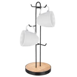 Stojak na kubki filiżanki metalowy wieszak kuchenny na 6 kubków czarny 15,5x40 cm radka