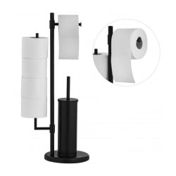 Stojak na papier toaletowy i szczotkę wc  3w1  czarny - yoka