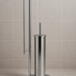 Stojak na papier toaletowy i szczotkę wc 3w1 srebrny - yoka