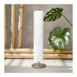 Stojak na papier toaletowy srebrny połysk wolnostojący łazienkowy 6 rolek - Yoka