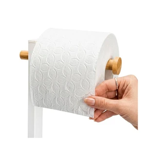 Stojak na papier toaletowy uchwyt wieszak wc zapas biały bambus - Yoka