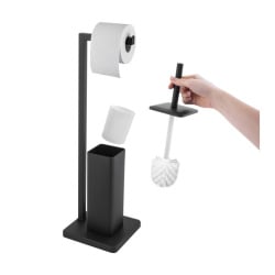 Stojak na szczotkę do WC i papier toaletowy czarny