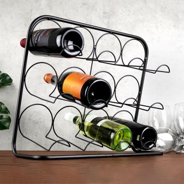 Stojak na wino metalowy czarny 12 butelek 42,5x16x37,5 cm