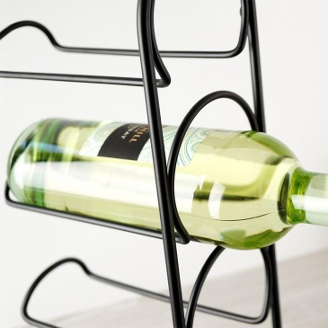 Stojak na wino metalowy czarny 4 butelki 21x12x43 cm