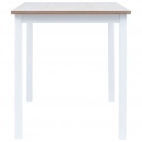 Stół biało-brązowy, 114 x 71 x 75 cm, lite drewno kauczukowca