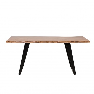 Stół do jadalni akacjowy 200 x 100 cm jasne drewno z czarnym JAIPUR