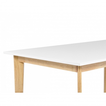 Stół do jadalni rozkladany 140/180 x 90 cm biały z jasnym drewnem SOLA