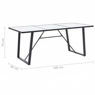 Stół jadalniany, biały, 180 x 90 x 75 cm, hartowane szkło