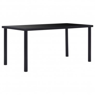 Stół jadalniany, czarny, 160 x 80 x 75 cm, hartowane szkło