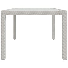 Stół ogrodowy, 150x90x75 cm, szkło i rattan pe, biały Stół ogrodowy, 150x90x75 cm, szkło i rattan pe, biały