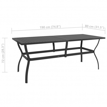 Stół ogrodowy, antracytowy, 190x80x72 cm, stal