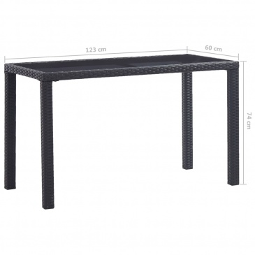 Stół ogrodowy, czarny, 123x60x74 cm, polirattan