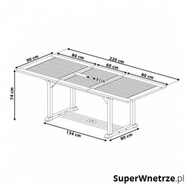 Stół ogrodowy drewniany 160/220 x 90 cm prostokątny rozkładany Lucaniaso