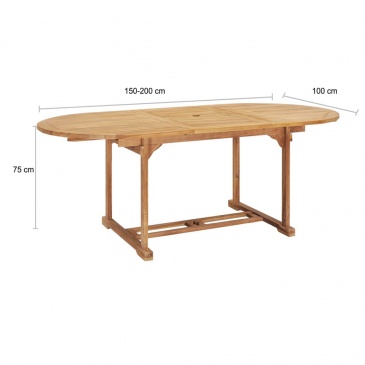 Stół rozkładany (150-200) x 100 x 75 cm, lite drewno tekowe