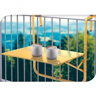 Stół, stolik balkonowy, regulowany, na balustradę, balkon, żółty
