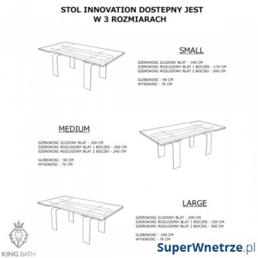 Stół szklany 140/200 King Bath Innovation przezroczysty