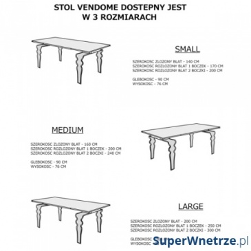 Stół szklany 140/200 King Bath Vendome