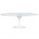 Stół TULIP ELLIPSE MARBLE biały - blat owalny marmurowy, meta