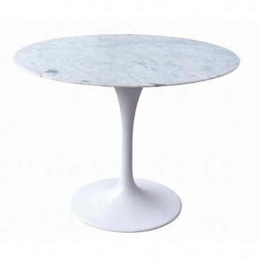Stół TULIP MARBLE 100 CARARRA biały - blat okrągły marmurowy, metal
