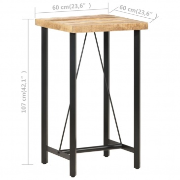 Stolik barowy, 60x60x107 cm, surowe drewno mango