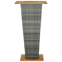 Stolik barowy, szary, 60x60x110 cm, rattan pe i lita akacja