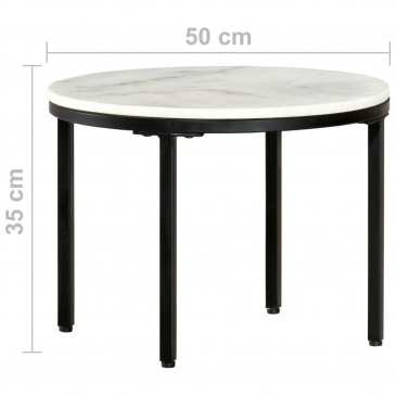 Stolik kawowy biało-czarny Ø50 cm prawdziwy marmur
