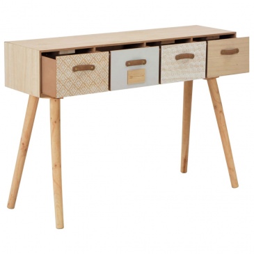 Stolik konsola z 4 szufladami, 110x30x75 cm, drewno sosnowe