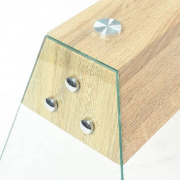 Stolik - konsola z płyty MDF i szkła, 120x30x76 cm, kolor dębu
