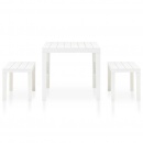 Stolik ogrodowy z 2 ławkami, plastikowy, biały