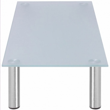Stolik/Podstawka pod Monitor/RTV 100x35x17 cm ze szkła, biały