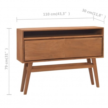 Stolik typu konsola, 110x30x79 cm, lite drewno tekowe