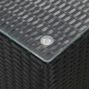 Stolik ze szklanym blatem, czarny, 35x35x52 cm, polirattan