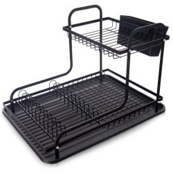 Suszarka na naczynia czarna 2-poziomowa radka 42,5x32x29 cm Suszarka na naczynia czarna 2-poziomowa radka 42,5x32x29 cm