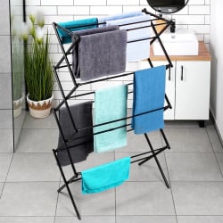 Suszarka na pranie metalowa czarna pionowa rozsuwana 43-75x37,5x139 cm