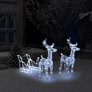 świąteczna dekoracja renifery z saniami, 160 diod led, 130 cm