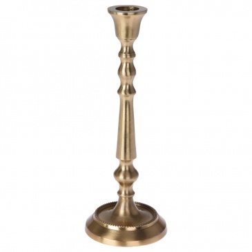 Świecznik aluminiowy stojak podstawka na długą świecę świeczkę złoty 23 cm