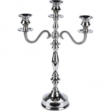 Świecznik kandelabr 3-ramienny srebrny wysoki połysk stojak podstawka GLAMOUR na świecę świeczkę