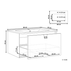 Szafka łazienkowa wisząca z umywalką BONAIRE 80 cm Biały