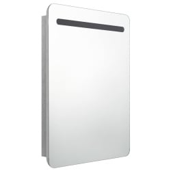 Szafka łazienkowa z lustrem i led, szarość betonu, 60x11x80 cm