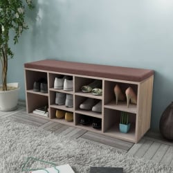 Szafka na buty z siedziskiem, 10 przegród, kolor dębu