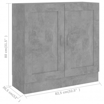 Szafka na książki, szarość betonu, 82,5x30,5x80 cm, płyta